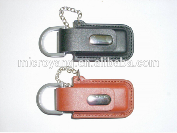 Grade A Chip Quality Leather Keychain USB Flash Disk Logo Deboss Stamping