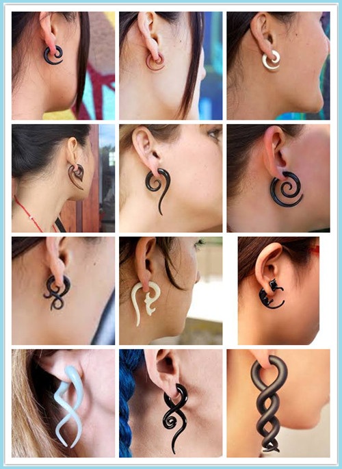 Black Acrylic Expander Spiral Ear Stretching Piercing