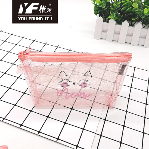 Clear Makeup Bag Pink series style make up plastic cosmetic bag Factory