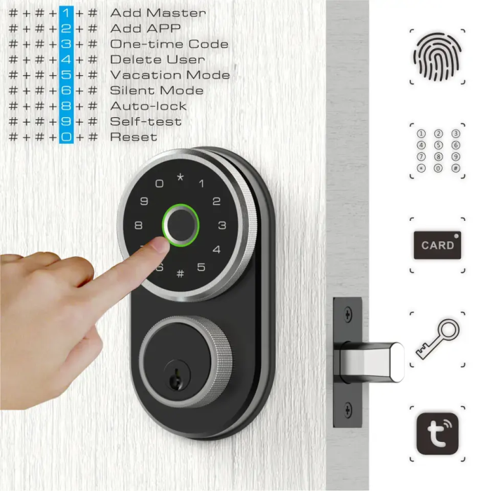 Tuya Digital Fingerprint Aluminum Deadbolt Door Lock