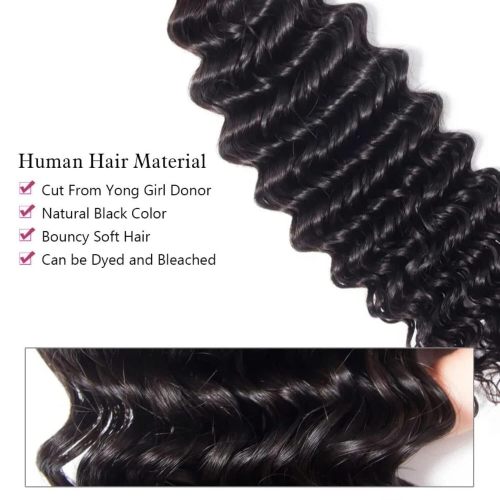 10A Brazilian Virgin Deep Wave Human Hair Bundles