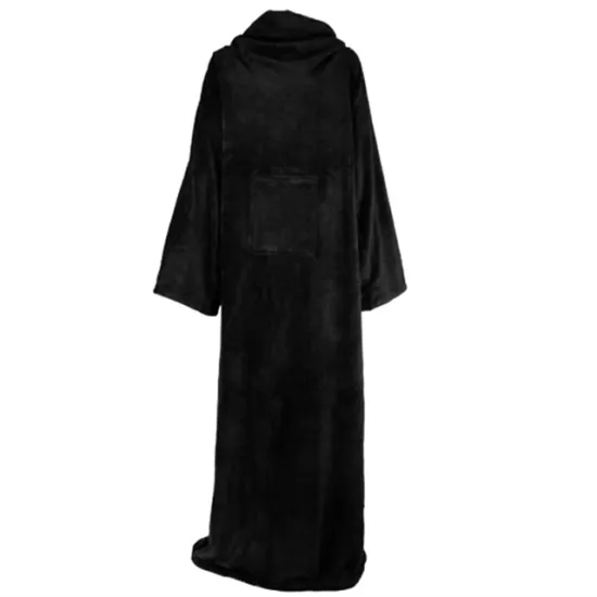 Extra soft flannel fleece blanket with long sleeves