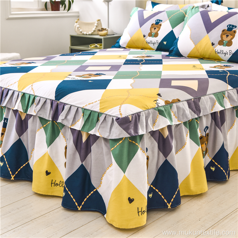 Printed Bunk bed skirt cotton sheet set