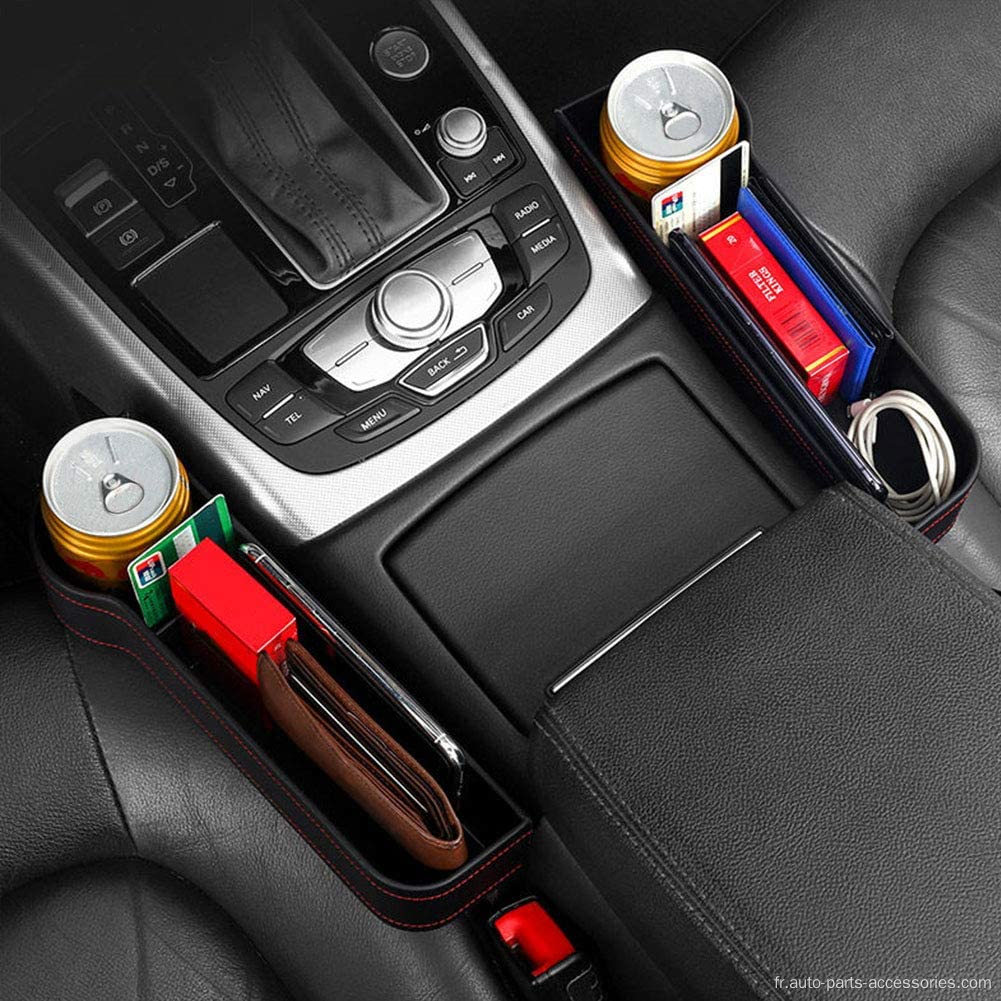 boîte de rangement de sièges en cuir de voiture multifonctionnelle