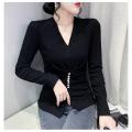 Slim V-neck inner bottoming shirt for women