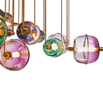 Modern Colorful Glass Cylinder Pendant Light for Industrial Style Night Bar