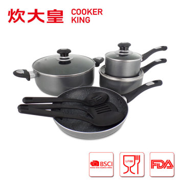 2015 new CKLM4-10 Aluminium marble coating cookware set