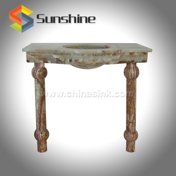 Green Onyx Console Sink , Wash Basin With pedestal, One Piece Bathroom Sink And Countertop