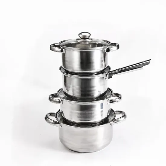 Factory Good Quality Cooking Pots Glass Lids Noodle Stainless Steel Pot Set Camping Casserole