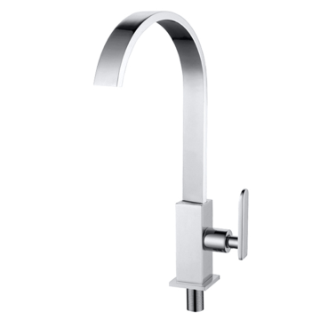 Square Cold Water Kitchen Tap With Goose Neck