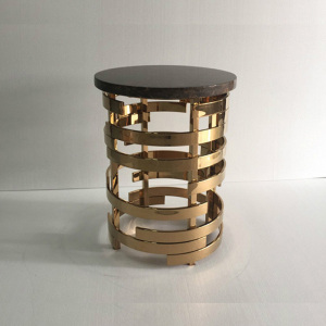 marble top golden stainless steel base end table