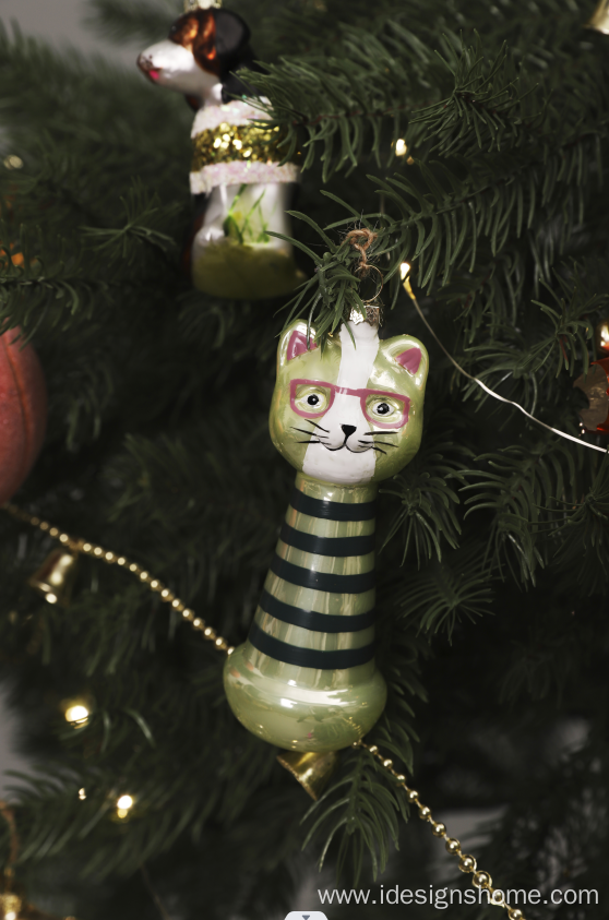 Christmas Ornaments Baby Girl's First Cat Glass Ornaments