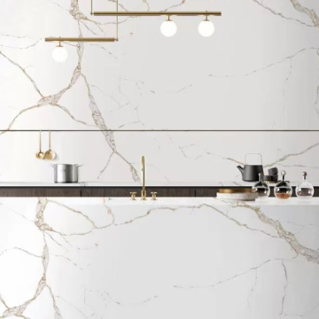 Customized White Quartz Kitchen Countertop - Artificial Quartz Marble Stone