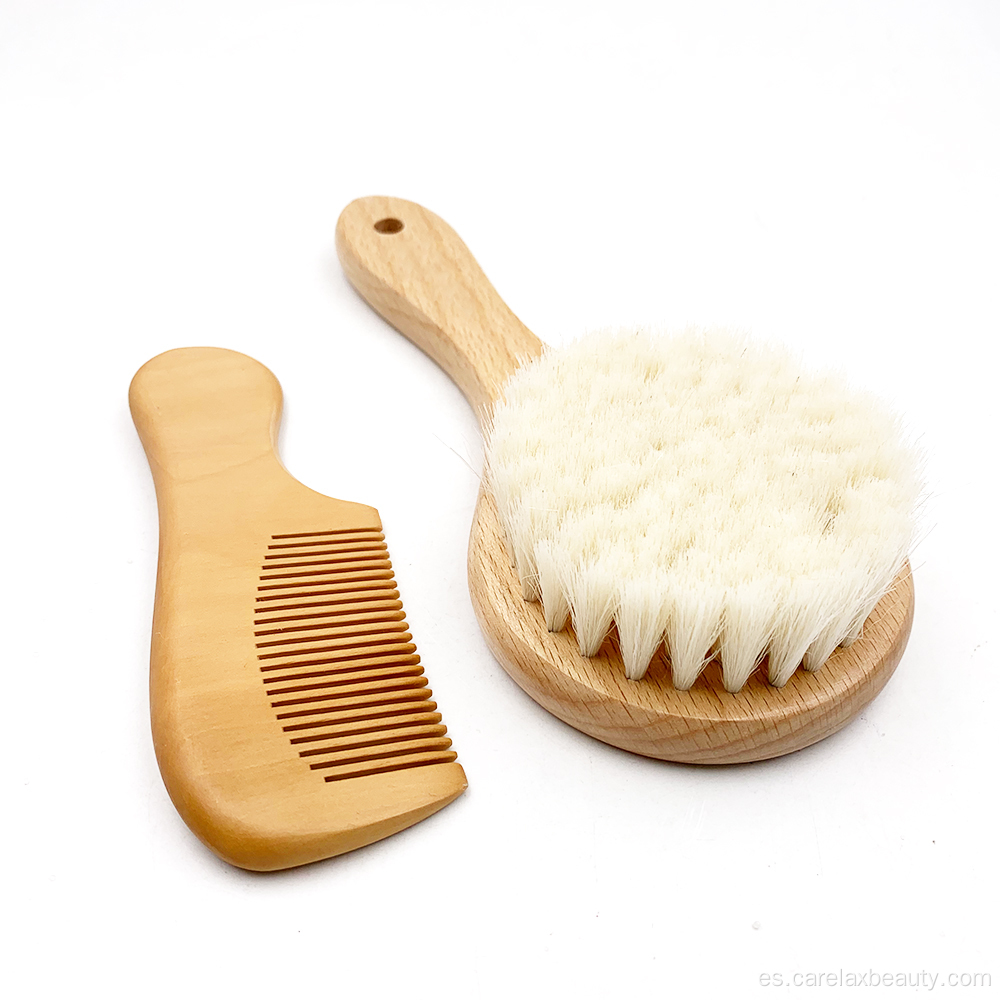 cepillo de cabello suave de madera natural para bebés