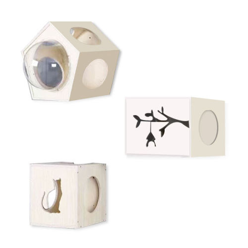 Modern Large Wall Wooden Cat Climbing Scratching Tree