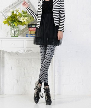 New Style High Stretch Lattice Double Thick Warm Nine Points Sexy Tight Leggings 9540