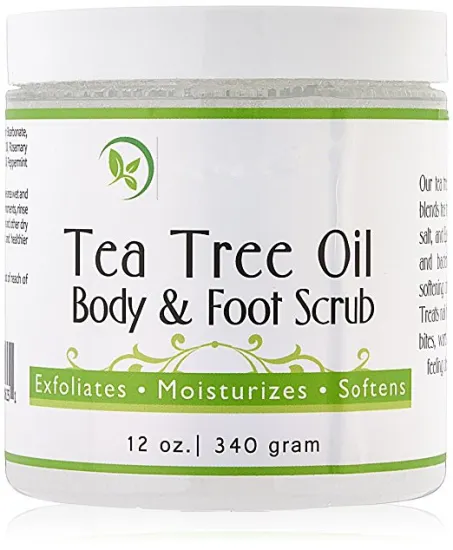 Tea Tree Oil 100% Natural Body & Foot Scrub 12 oz with Dead Sea Salt and Essential Oils Antifungal, Exfoliates & Moisturizes