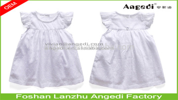 Toddler Girls outfits Puffer sleeve Cute solid woven dress