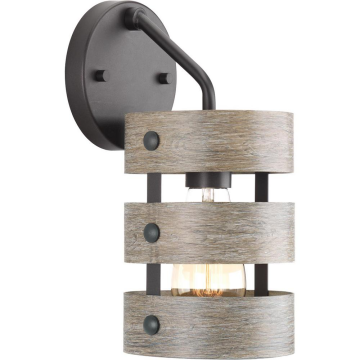 Retro-Inspired Industrial Cylindrical Caged Wall Sconce for Living/Dining Room