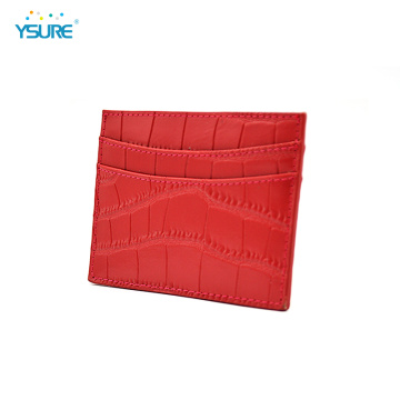 Slim Rfid Blocking Crocodile Leather Card Holder