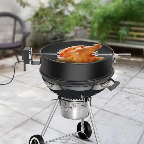 High Heat Resistant Paint Steel Rotisserie Ring Kit Fork 57cm Kettle Grill Ring With Motor And BBQ Rotesserie