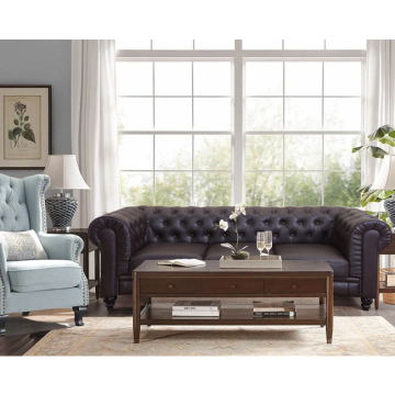 Modern Chesterfield Black Leather Sofa Sets for Luxury Living Rooms and Offices