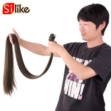 51 Inch synthetic hair extension clip in Straight Hair Drawstring Ponytail Custom-made  Long Straight Wrap Around PonyTail Hair