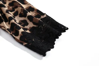 ODM OEM Manufacturer Private Label Leopard Printed Satin Pajama Sets