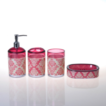 baroque style heat transfer pringting bathroom accessory set PS plastic
