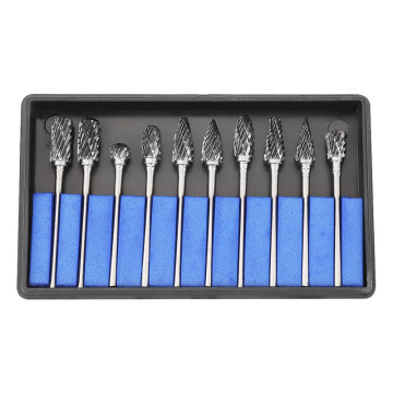 Wholesale 10PCS Tungsten Carbide Rotary Burr File Set - 3x6mm Double Cut Carving Burr Bits for DIY Projects