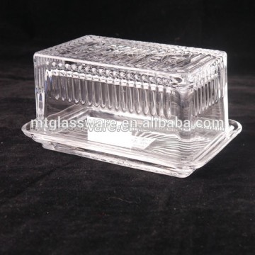 unique square glass butter dish with glass lid