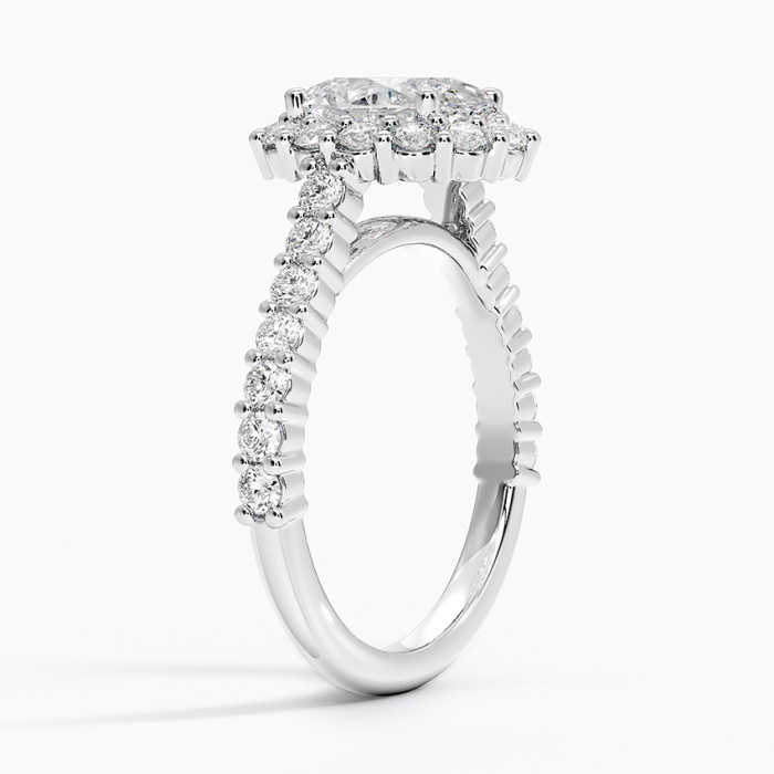 แหวนหมั้นเพชรโอวัลคัทแล็บ 18K WG