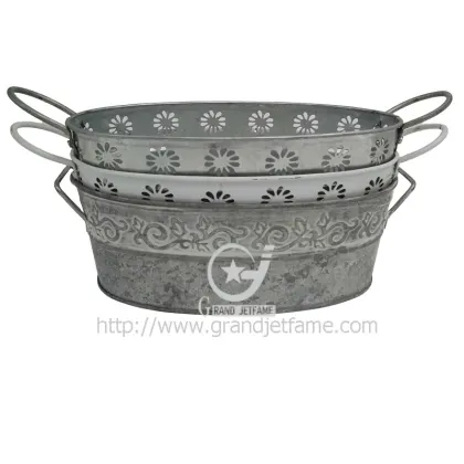 garden decor brown oval metal pot