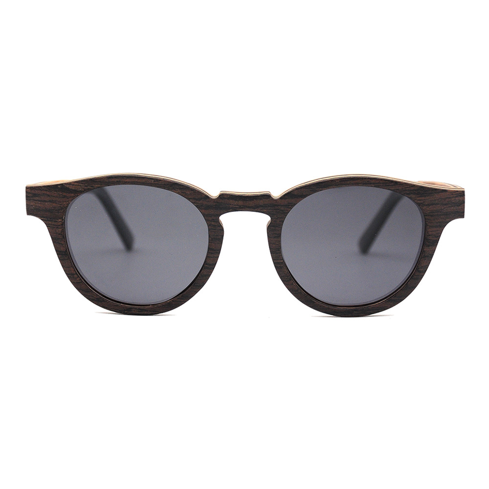 Round Acetate Wooden Sunglasses