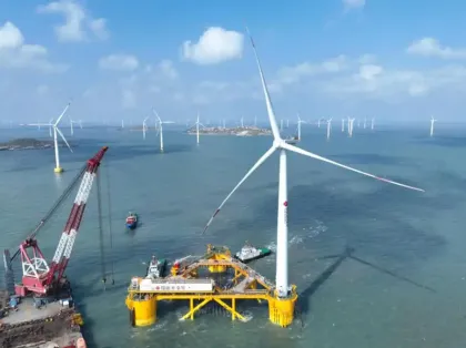 Offshore wind power facility and foundation powder coating