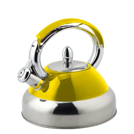 OEM Factory 304 Stainless Steel Yellow Whistling Tea Kettle