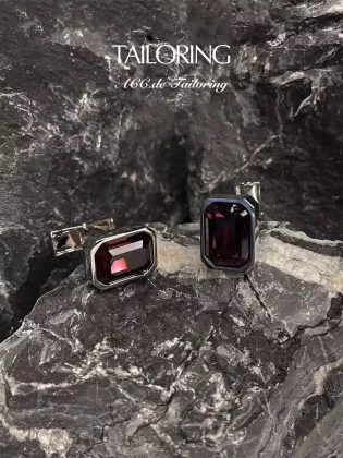 Octagonal Burgundy Red Crystal Cufflinks