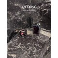 Octagonal Burgundy Red Crystal Cufflinks