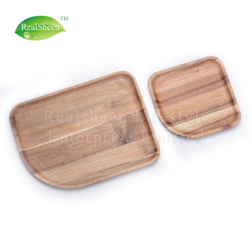 Set Of 2pcs Acacia Wood Serving Plate