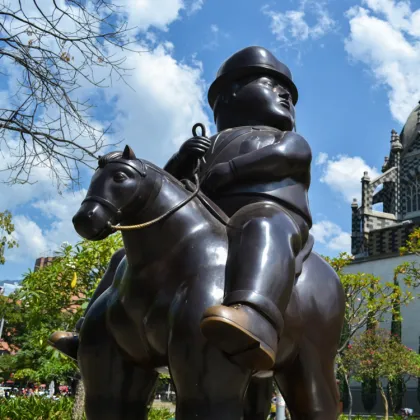 Famous fat men on fat horse statue bronze fat horse and man sculpture