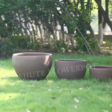 Potes de jardim de argila cinza grande decorativo