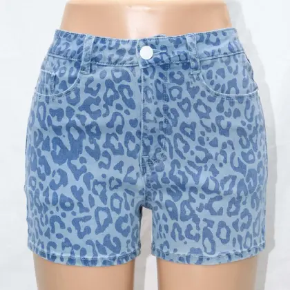 Fashion Print Blue Ladies Denim Shorts