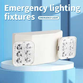 Emergency light fixture with two heads