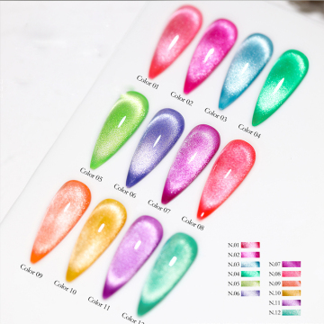 MIUKIULA Spar Crystal Gel Polish - Fluorescent Cat Eye Nail Polish Set with Free Sample