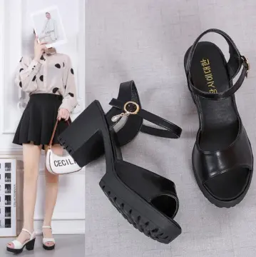 Latest European & American Fashion: One-Line Buckle Thick Heel Women's Shoes