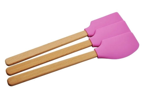 Rubber Silicone Scraper With Wooden Handle Kitchen Tools 