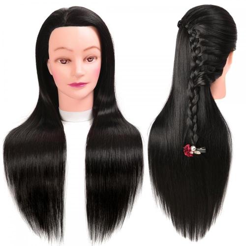 100% SYNTHETIC FIBER BLACK COLOR MANNEQUIN HEAD FOR HAIRDRESSING PRATISE