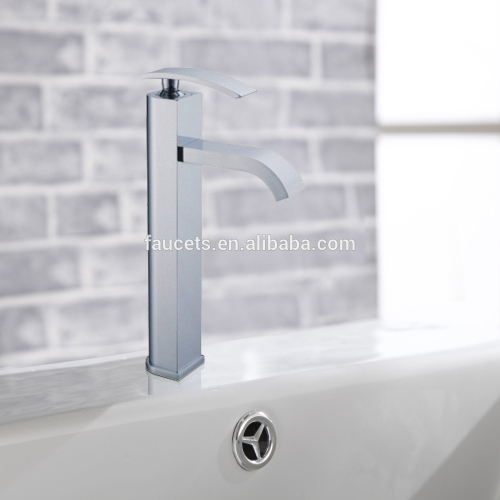 Chrome Finished Long Neck Square Hot Cold Wash Basin Mixer