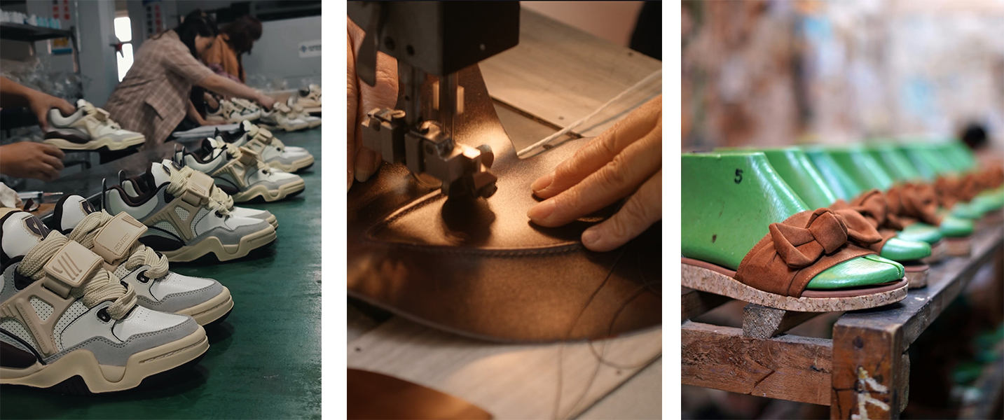 The production line for making shoes