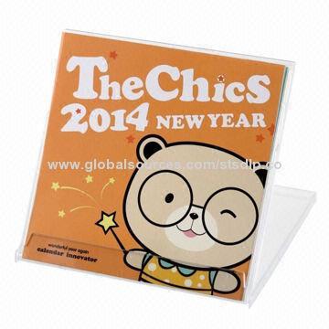 Desktop calendar with CD case shape